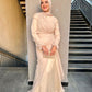 Champagne Soiree Chiffon Satin Dress
