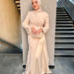 Champagne Soiree Chiffon Satin Dress