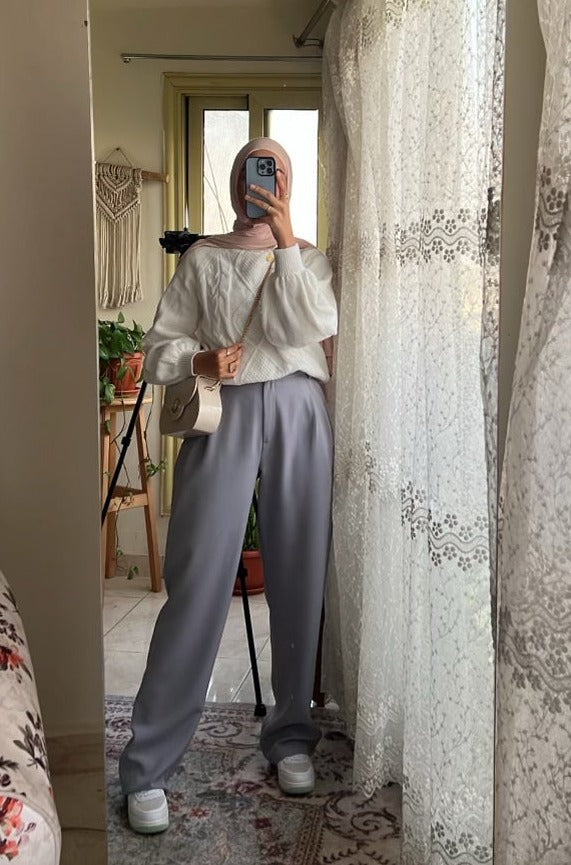 Light Gray Wide Suit Pants