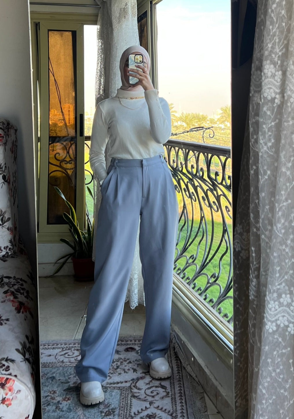 Light Gray Wide Suit Pants