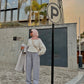 Light Gray Wide Suit Pants