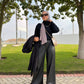 Black Leather Wide Pants
