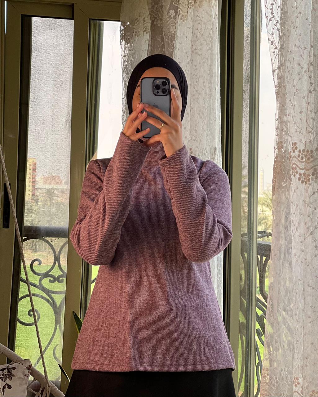 Purple High Neck Winter Basic Pullover