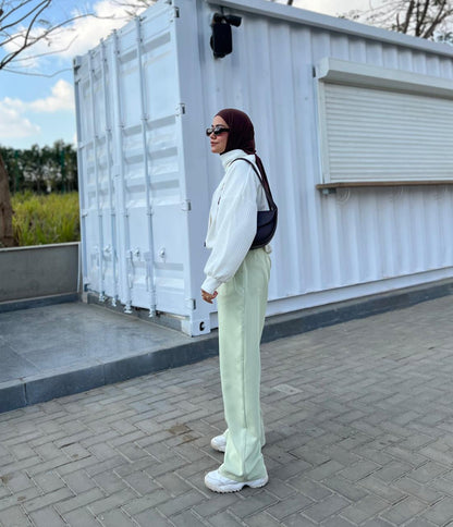 Lemon Green Wide Suit Pants