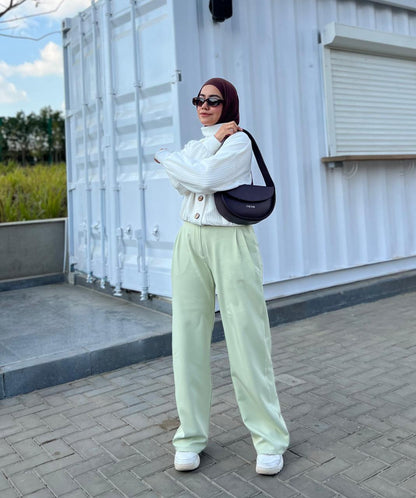 Lemon Green Wide Suit Pants