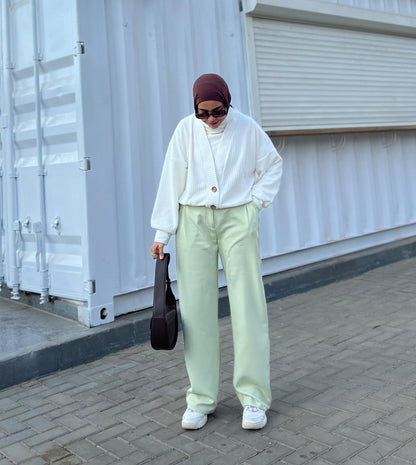 Lemon Green Wide Suit Pants