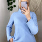 Baby-blue High Neck Winter Basic Pullover