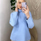Baby-blue High Neck Winter Basic Pullover