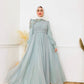 Mint Flowered Chiffon Soiree Dress