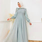 Mint Flowered Chiffon Soiree Dress