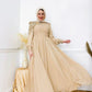 Beige Flowered Chiffon Soiree Dress