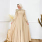 Beige Flowered Chiffon Soiree Dress