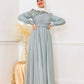 Mint Flowered Chiffon Soiree Dress