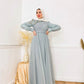 Mint Flowered Chiffon Soiree Dress