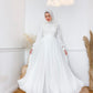 Off-white Flowered Chiffon Soiree Dress