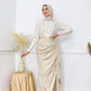 Champagne Satin Dress with Patterned Top