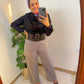 Gray Linen Wide Pants