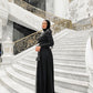 Black N Silver Satin Soiree Dress
