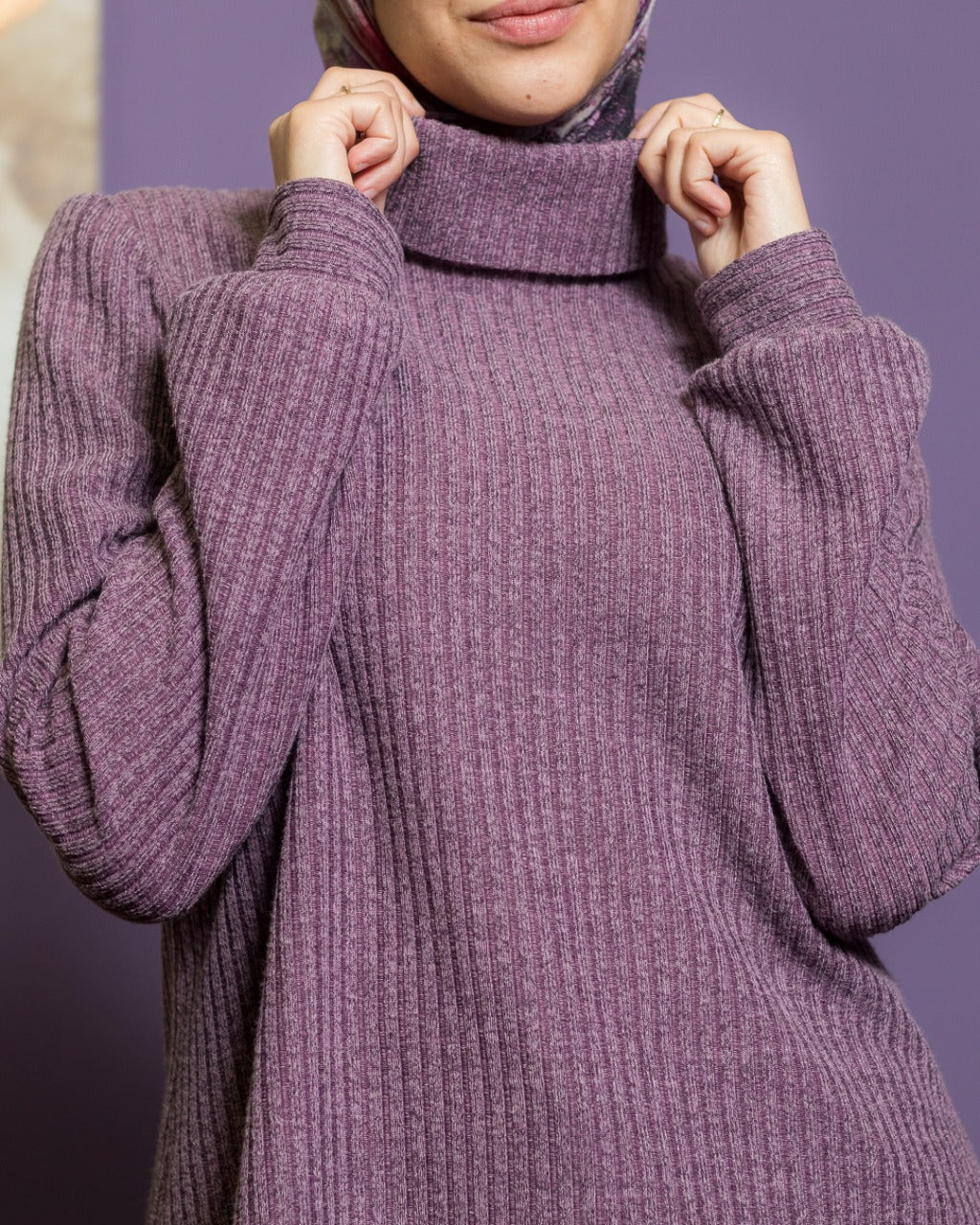 Purple High Neck Winter Blouse