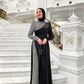 Black N Silver Satin Soiree Dress