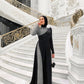 Black N Silver Satin Soiree Dress